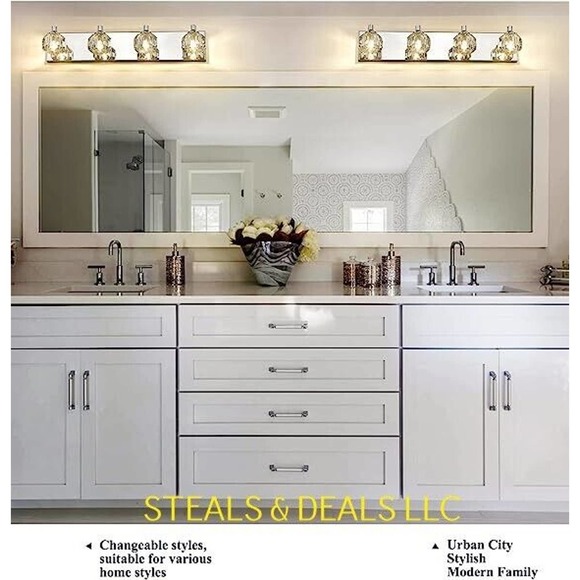 4 LIGHTS VANITY LIGHT BATHROM WALL LIGHT FIXTURE 22" CHROME USA SHIPPER - Picture 3 of 6